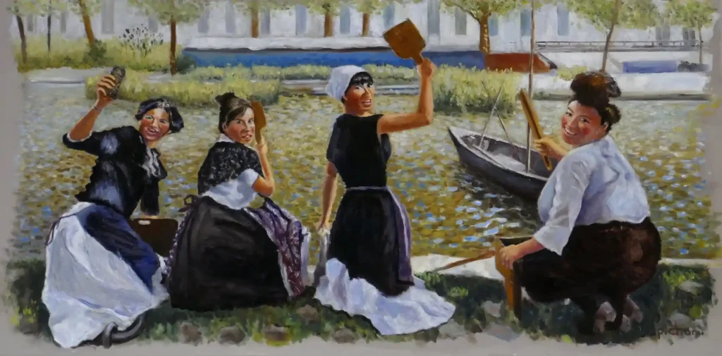 Si tu m'aimes, prends garde à toi C'était un lieu de solidarité féminine forte, d'où cette image restée dans le folklore de femmes certes éprouvées par la tâche, mais « joyeuses » et bruyantes.